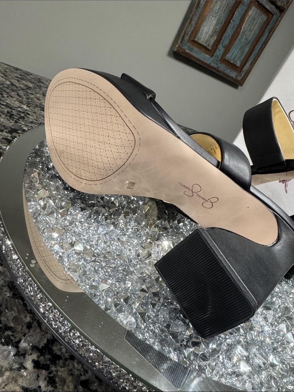 Jessica Simpson Dizza Black Double-Band Platform Block Heels NEW 9.5 - Picture 10 of 14